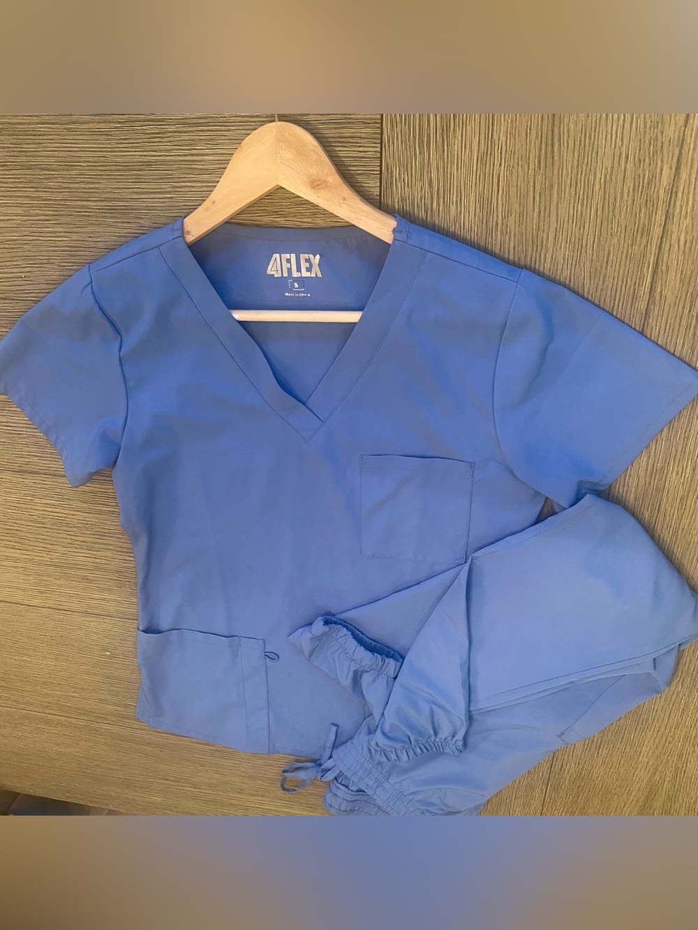 Women's Scrub Top in Royal Blue - V-Neck Pocket with jogger pants